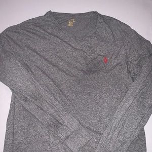 Heather grey polo v neck